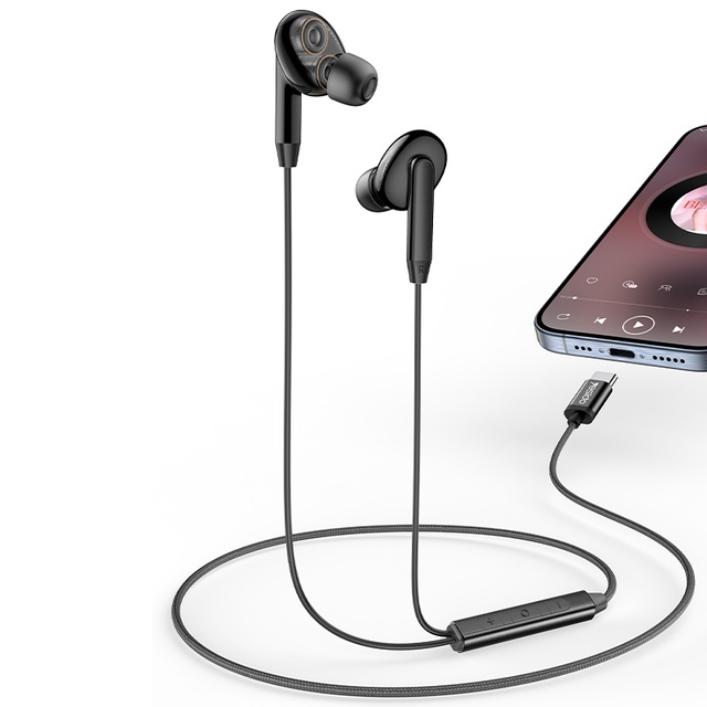 YH44 Yesido High Quality Ergonomically Designed In-ear Earphone Dual Dynamic Type-C Wired Headphones