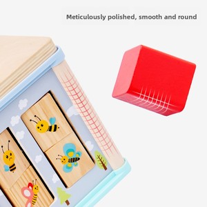 Jouet éducatif multifonctionnel en bois pour enfants, à cinq en un, à quatre faces, avec des perles enroulées, intéressant pour la cognition animale - Product Image 6