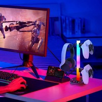 Support de rangement multifonctionnel avec lumière RGB pour casques et manettes