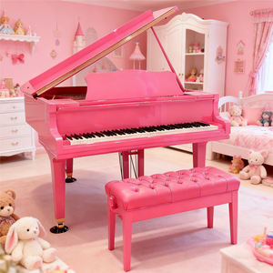 بيانو ميكانيكي صغير وردي جميل مصنوع من الخشب الصلب لغرف نوم الفتيات الصغيرات لتنمية الموسيقى - Product Image 2