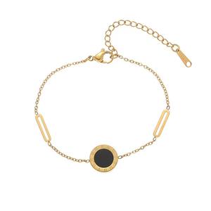 Pulsera con Colgante de Acero Inoxidable con Números Romanos Dorados, Moderna, Negra y Blanca de Doble Cara, para Regalo de Mujer, Fiesta, Boda - Product Image 4