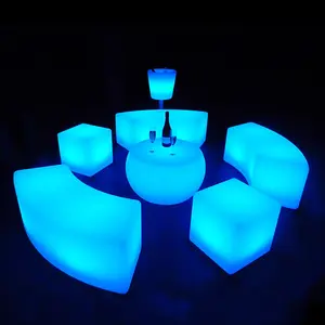 חיצוני עמיד למים זוהר חתונה מודרני שלט רחוק RGB צבעים שינוי Led אור עד Led כיסאות שולחנות בר ריהוט סט