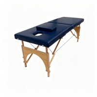 Table de massage portable à 2 sections avec cadre en bois, table de spa pliable pour les soins de beauté