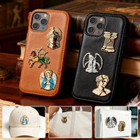Autocollant de téléphone en métal sur mesure, thème mythologie classique, motif statue craquelée, badge vintage, cadeaux musée grec ancien, parfait pour les ventes en ligne