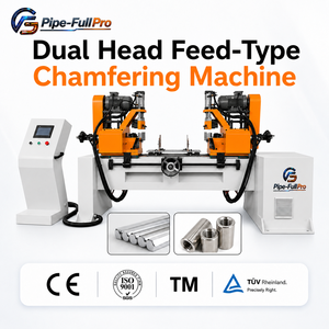 Machine à chanfreiner les extrémités de tuyaux à double station, machine automatique à chanfreiner et à ébavurer à double tête pour tubes en acier - Product Image 1