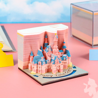 Bloc-notes Modèle Château de Conte de Fées 2027 avec déchirure manuelle discrète, Château Rose, Spires Bleues, Trou pour stylo, Pages marque-pages et Calendrier