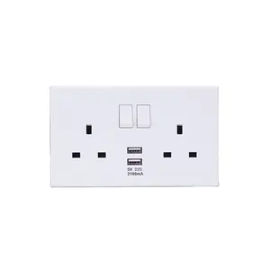 13a wall switch socket outlet twin UK 13amp universal socket switch