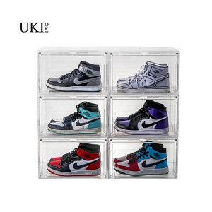 New Style Black Large Giant Folding Stackable Transparent Clear Sneaker Box Plastic Shoe Storage Box