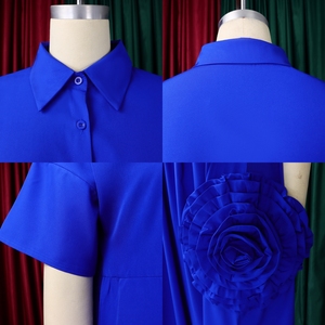 Nouvelle Arrivée D3338 Robes d'<span class=keywords><strong>été</strong></span> décontractées pour femmes à <span class=keywords><strong>manches</strong></span> <span class=keywords><strong>courtes</strong></span>, robes amples à fleurs 3D, <span class=keywords><strong>robe</strong></span> chemise africaine pour femmes - Product Image 5