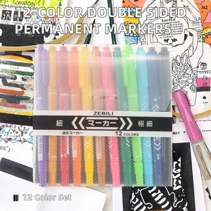 Set di Pennarelli Permanenti Suntech a Base d'Olio a Doppia Punta, 12 Colori, 0.5mm/1.0mm, Certificati <span class=keywords><strong>CE</strong></span>, Personalizzabili - Product Image 3