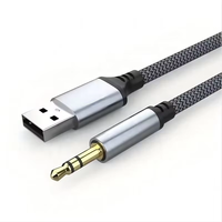 OEM/ODM Plaqué Or USB 2.0 Mâle 3.5MM TRS Mâle Coaxial Audio Jack Câble de Prise pour Téléphones Mobiles Haut-parleurs Disponibles 1M 3M 5M