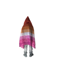 Drapeau corporel LGBTQ Sunset Les Lesbian Pride avec chapeau et manchon de bras, à porter, avec quatre œillets pour accrocher