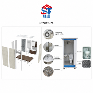 Baño Portátil Prefabricado de Una Unidad, Inodoro Móvil para Exteriores de Acero Galvanizado con Lavabo para Obras de Construcción y Campamentos - Product Image 5