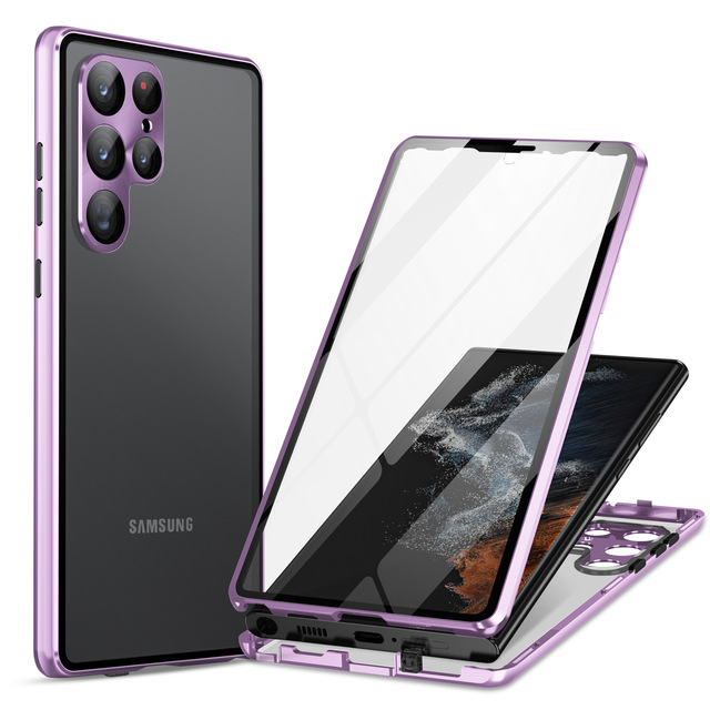 Metal Armor Aluminum Alloy Double Side Glass Mobile Phone Case for Samsung S24 Plus S24 Ultra S23 S22 S21 Plus Ultra
