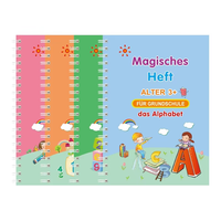 Cahiers d'écriture réutilisables allemands à spirale avec rainures, modèle de conception, cahier d'exercices magique pour enfants - Cadeau