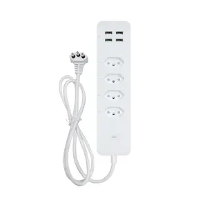 WiFi Brazil Smart Power Strip Surge Protector 4 Brazil Plug Outlets Electric Socket with 4 USB Tuya Smart App Remote Control