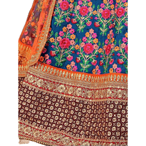 Flamboyant Azul-Rojo bordado nupcial Lehenga Choli para boda ropa Premium - Product Image 1