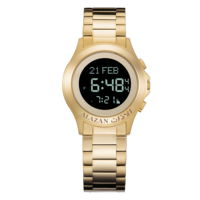 Prière musulmane arabe Qibla boussole montre en acier inoxydable Azan montre-bracelet Six fois les temps de prière du monde 100% étanche