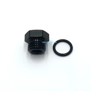 6AN macho O-ring Boss Porta Plug Seal porca Bloco de Alumínio Preto Adaptador de Combustível Hexagonal com AN-06 ORB