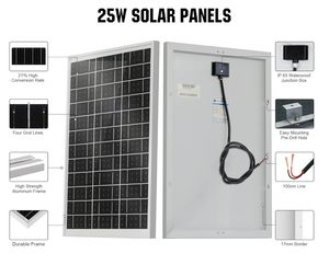 Customized 25W Small Rigid Monocrystalline <b>Solar</b> <b>Panel</b> 5v 6v 18v 20w 40w 60w Range 30 Watt Battery Charging - Product Image 2