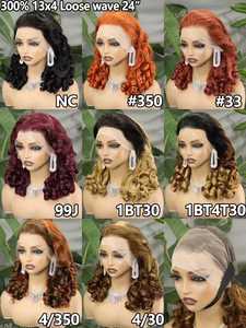Perruque à ondulations lâches avec dentelle frontale 13x4 de 24 pouces |   Cheveux <span class=keywords><strong>vierges</strong></span> brésiliens bruts |   Cheveux 100% humains et plusieurs couleurs - Product Image 3