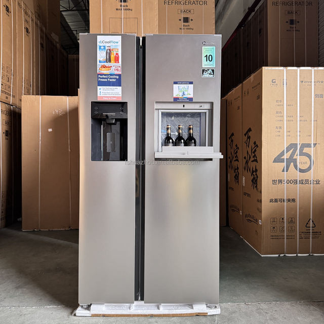 Hisense Quality 606L Double Door Side by Side Refrigerator with Bar Counter and Built-in Ice Maker Frost Free Large Capacity