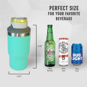 Venda por atacado de cerveja isolada bebidas 12oz, lata de refrigerar skinny de aço inoxidável, lata refrigeradora para alta skinny e parede dupla