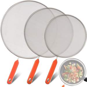 Pantalla contra salpicaduras para sartén, cubierta protectora contra salpicaduras de grasa de acero, salpicaduras de aceite al chisporrotear tocino, cocinar pollo frito o palomitas - Product Image 3