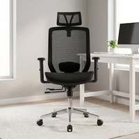 Chaise de bureau exécutive ergonomique à dossier haut en maille, base en aluminium, réglable en hauteur, pivotante et inclinable, en tissu moderne pour la maison