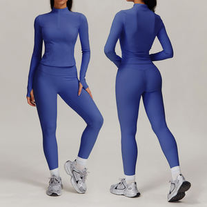 Lulu Mujeres Running Chándal Manga larga Gimnasio Fitness Ropa Entrenamiento Top Cintura alta Yoga Pantalones Leggings Conjunto de dos piezas - Product Image 1