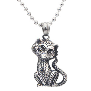 Collier pendentif chaton du zodiaque en acier inoxydable avec chaîne de 60 cm, cadeau pour femme - Product Image 1