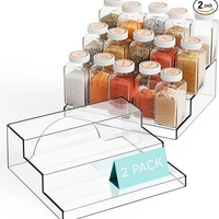 Lot de 2 présentoirs modernes en acrylique transparent à plusieurs niveaux, étagères de comptoir pour salle de bain, parfums, bijoux, figurines