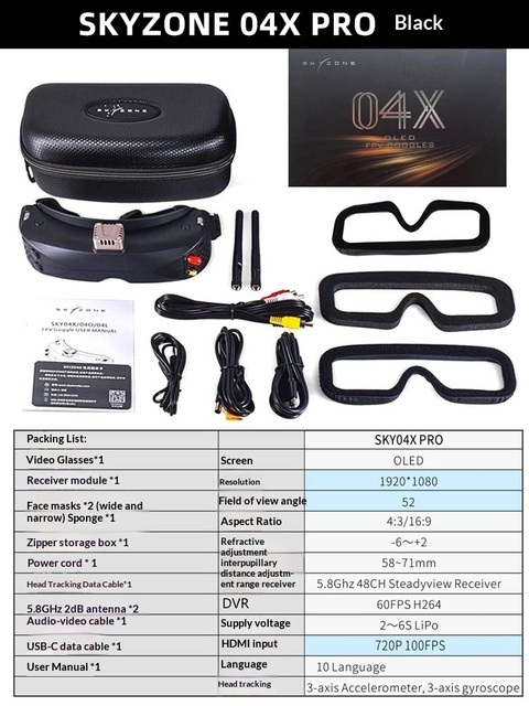 SKYZONE 04X PRO & 04O PRO Model Aircraft HD 02O Drone V2 Aerial Photography FPV Goggles