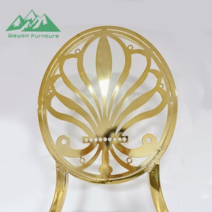 Silla de Banquete de Metal Dorado de Lujo Wayon, Silla de Comedor Moderna con Respaldo Sólido de Acero Inoxidable, Tapicería de Esponja, para Sala de Estar o Apartamento - Product Image 3