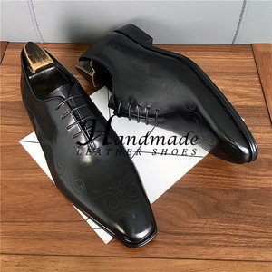 Nouvelles chaussures Oxford formelles pour hommes, en cuir artisanal, élégantes, gravées, pour mariage, chaussures Derby en cuir de vachette pour le marié - Product Image 5