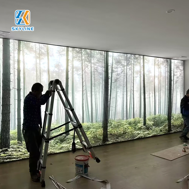 Soft Film LED Rectangle Hanging Aluminum Advertising Light Box with Full Color 10000 Lumens Dustproof Stretch Film Display