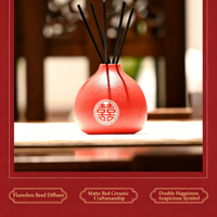 Double Bonheur Chinois en Céramique, Diffuseur d'Arômes sans Flamme, Décoration de Mariage, Ornement, Compagnon de Parfum, Cadeau