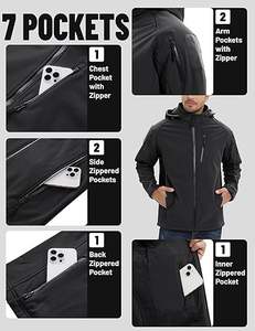 Veste <span class=keywords><strong>de</strong></span> <span class=keywords><strong>pluie</strong></span> pour homme à capuche imperméable coupe-vent softshell polaire d'hiver pour la randonnée en plein air - Product Image 2