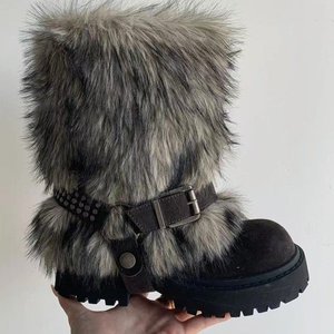 Nouvelles bottes de neige à plateforme en fourrure pour femmes, portées de deux façons, hiver 2025 - Chauffe-jambes en polaire, bottes à la cheville épaisses et chaudes en peluche - Product Image 2