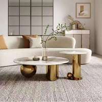 Table basse en marbre avec cadre en acier inoxydable doré de luxe italien pour la vente en gros