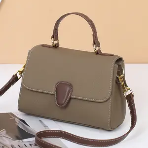 Customized leather women's handbag double back method portable diagonal cross bag black women's bag