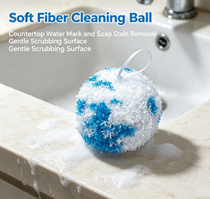 Blue White <b>Sponge</b> Scrubbing Ball Soft Non Scratch Bath Cleaning Pad Round <b>Bathroom</b> Scrubber for Tile Glass Tub - Product Image 4