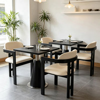 Ensemble de table et chaises de restaurant commercial personnalisé, style occidental, pour café, avec banquette murale, tables à cadre métallique, design moderne