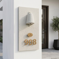 Plaque de porte personnalisée avec numéro de maison, éclairage mural LED, peinture en pierre véritable pour villa, hôtel, extérieur