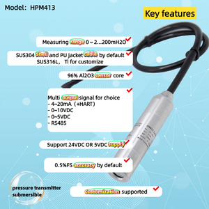 Trasmettitore di <span class=keywords><strong>pressione</strong></span> in acciaio inossidabile Ip68 submiserible misura di acqua di scarico ceramica grande diaframma resistente all'usura - Product Image 3