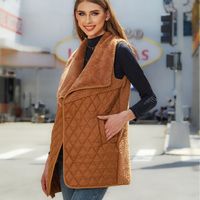 Gilet matelassé réversible pour femme, écologique, automne/hiver, à col cascade, sans manches, ouvert sur le devant, longueur standard, style veste latérale