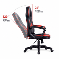Chaise de jeu ergonomique à dossier haut, mécanisme d'inclinaison papillon, accoudoirs rembourrés, chaise de bureau pivotante en cuir PU