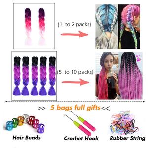 Offre Spéciale Tresses Jumbo Ombrées 24" 26" <span class=keywords><strong>Fibre</strong></span> Yaki Résistante à la Chaleur Cheveux Synthétiques Lisses Soyeux Extensions de Cheveux pour Tressage <span class=keywords><strong>Vente</strong></span> en Gros - Product Image 3