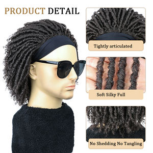Recién llegado, pelucas sintéticas con diadema, peluca corta de 6 pulgadas con rastas, pelucas trenzadas rizadas Afro cortas <span class=keywords><strong>para</strong></span> hombres negros - Product Image 3