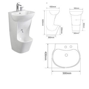 Lavabo de <span class=keywords><strong>pie</strong></span> Wudu de porcelana de cerámica de nivel independiente, lavabo de mano <span class=keywords><strong>con</strong></span> grifo frío y caliente, incluye lavado de pies - Product Image 5